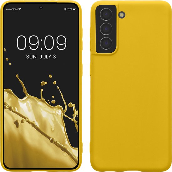 kwmobile coque de téléphone compatible avec Samsung Galaxy S21 - Coque pour smartphone - Coque arrière en jaune vif