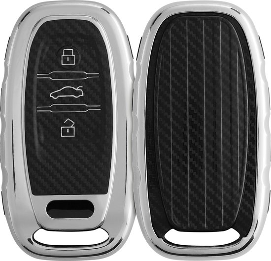Kwmobile Autosleutelhoesje – Honingraat Design, TPU, Zwart/rood, Compatibel Met Audi A6 A7 A8 Q7 Q8 (3-knops, Keyless, Vanaf 2018)