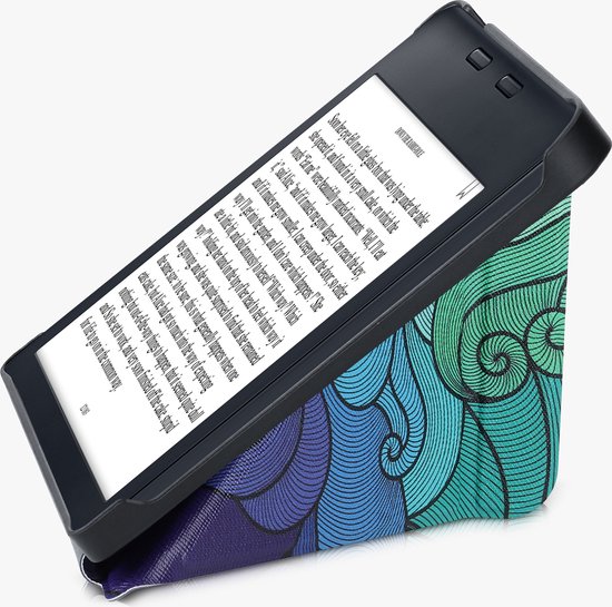 kwmobile e-reader hoesje geschikt voor Kobo Libra 2 hoes - Ereader flip case met standaard - E reader cover van kunstleer - In roze / blauw / groen van Merkloos — afbeelding 2