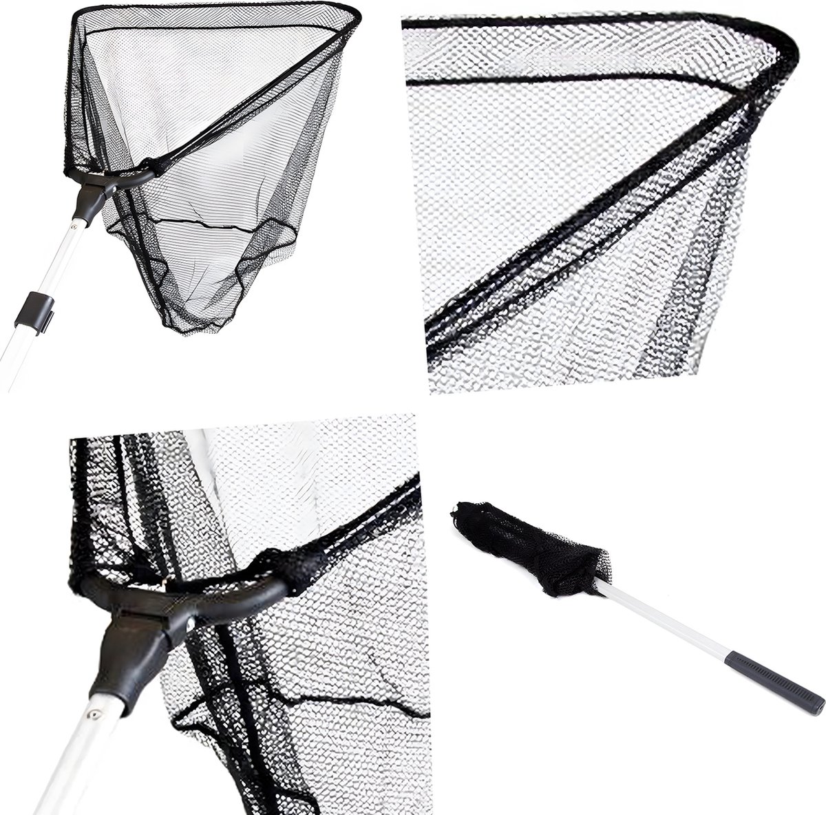 X2 Telescoop Schepnet - 40x40 cm - Visnet - Opklapbaar - Aluminium - Vijvernet - Zwembadnet - Slootnet - Uitschuifbaar — afbeelding 8