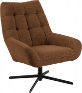 Draaifauteuil Vrijhoeve - Stof - Bruin - 73x88x82 cm (BxHxD) - Met Armleuning