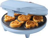Bestron Wafelijzer voor Mini Cookies, Cakemaker voor mini cakes, met bakindicatielampje & antiaanbaklaag, koekjes in dierenvorm, 700 Watt, kleur: blauw