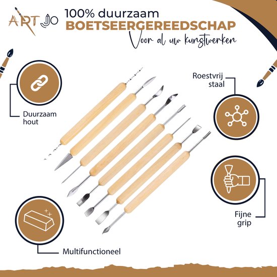 ArtJo Boetseergereedschap set - 30-delig kleigereedschap voor keramiek & pottenbak