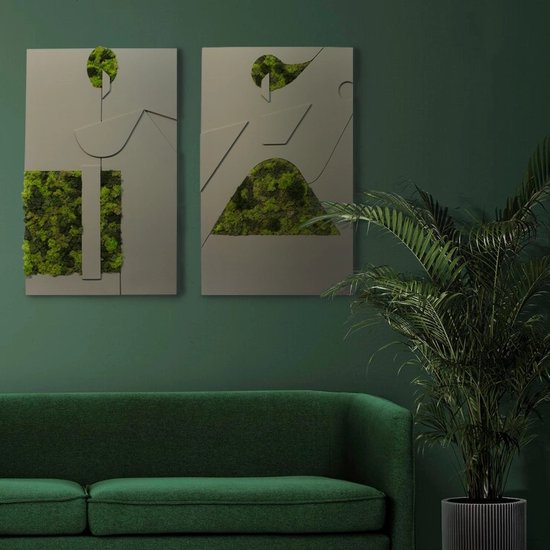 Mos Heer, 3D mosschilderij - abstract - minimalistisch
