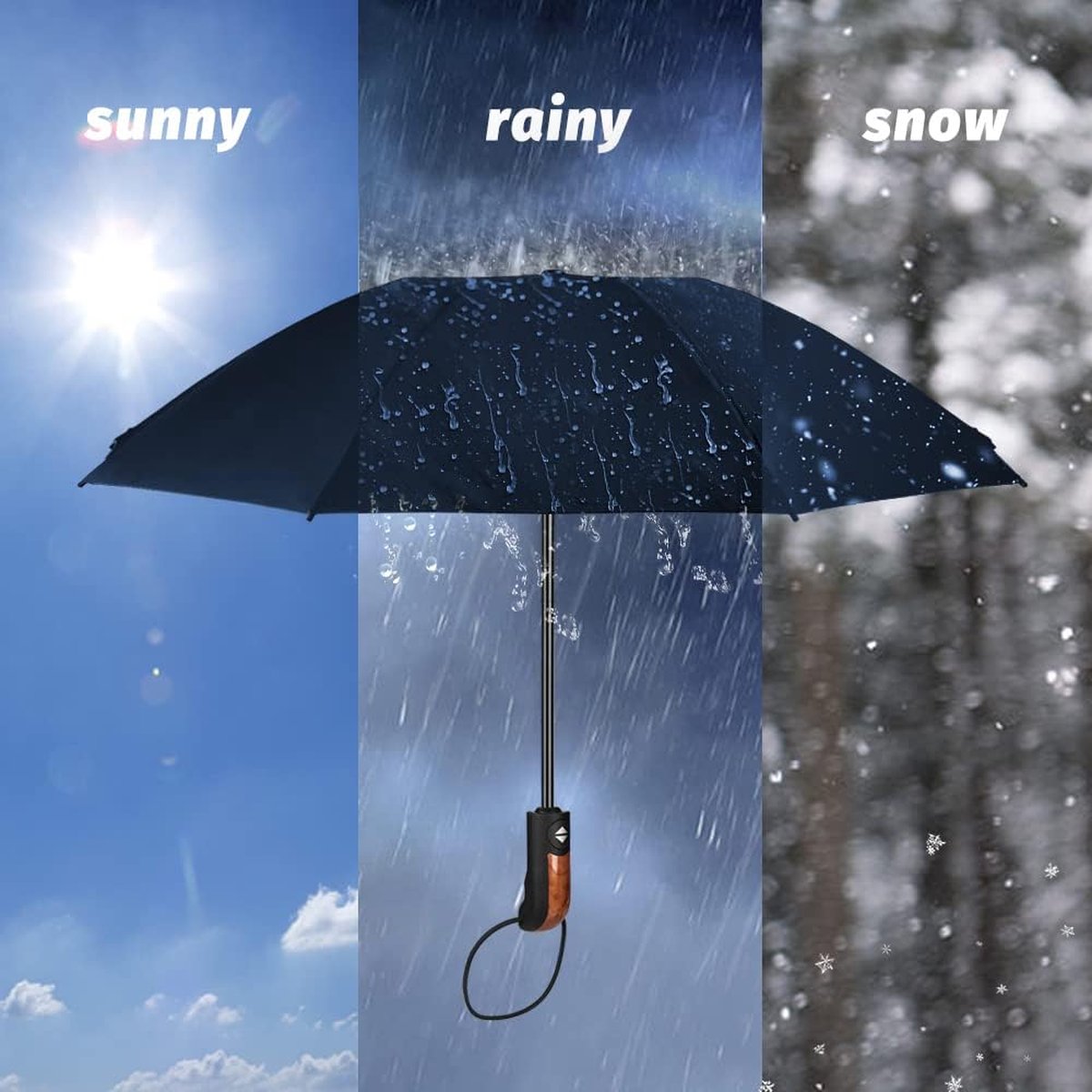 Paraplu Winddichte, Opvouwbare Paraplu Storm Automatische Parasol UV-bescherming Paraplu Waterbestendige Teflon Zakelijke Paraplu Windbestendige zon Regen Draagbaar Reisparaplu - Blauw — cadeau in Mode & Accessoires - foto 6