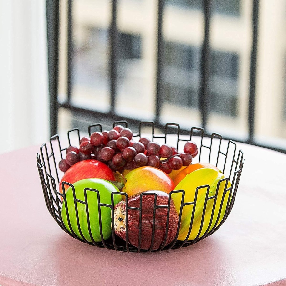 Fruitschaal extra grote fruitmand voor keuken draadfruitmanden voor eettafel fruitschalen voor woonkamer bijkeuken keuken zwart 27×11 cm