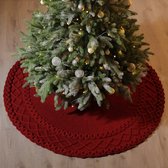 Luxe gebreide kerstboomrok, Gebreid Kerstkleed, donkerrood - 122cm