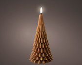 Lumineo - LED kaars d9.5h21.3 cm bruin/wwt kerst