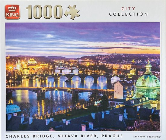 Puzzle King 1000 pièces - Bridge Charles Rivière Vltava Prague