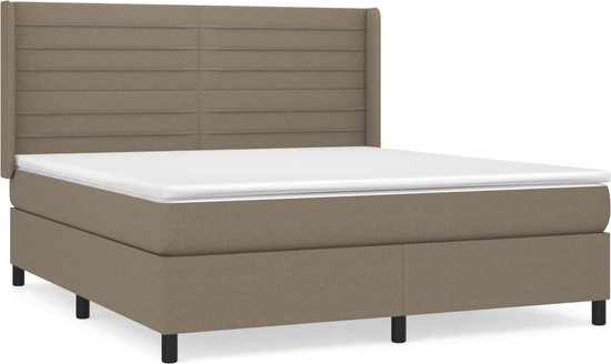 vidaXL-Boxspring-avec-matelas-tissu-taupe-160x200-cm