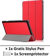 Smart Cover Book Case Hoes Geschikt Voor Lenovo Tab M10 10,1 Inch (2019) Tri-Fold Multi-Stand Flip Sleeve - Rood