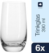 Tivoli 020965 Drinkglazen, vaatwasserbestendige waterglazen, drinkbekers van glas in moderne stijl, set van 6, groot, 390 ml