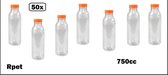 50x bouteille PET clair 1000cc avec bouchon orange - boisson bouteille de jus de fruits limonade
