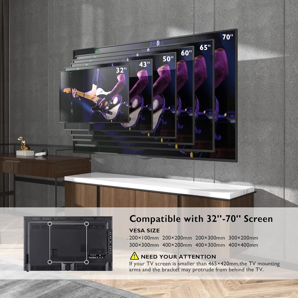 BONTEC Support Mural Inclinable Pour TV De 23 à 60 Pouces, Support