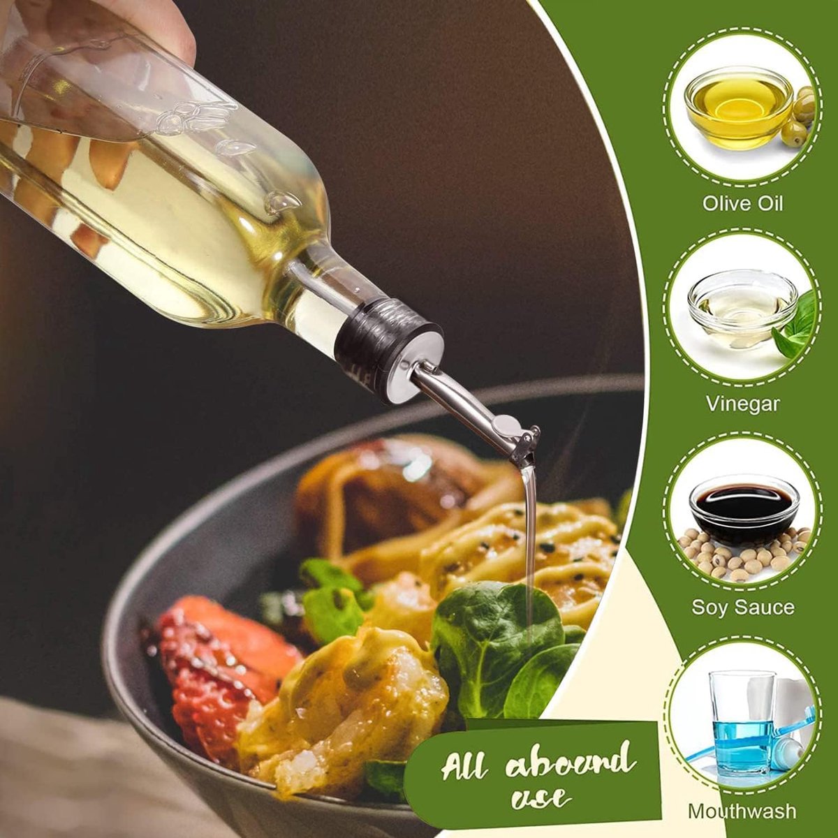 Bottiglie Olio Vuote 1 Lt Lot De 4 Bouteilles Huile 1000ml Devitre - Verre Teinté Avec Bec Verseur Et Étiquettes Stockage Alimentaire Verre