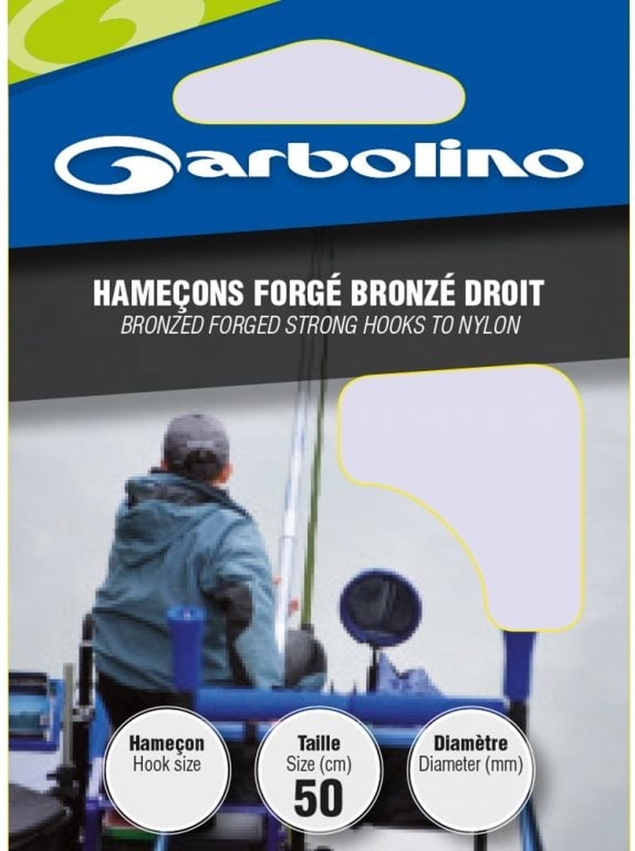 Garbolino Onderlijn Haak Brons Recht Spade End - Barbed 50cm (10 pcs) - Maat : Haak 18 - 0.08mm
