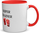 Akyol - super trainer koffiemok - theemok - rood - Sport - coach - boxing - trainer - geschenk - verjaardag - love gift - 350 ML inhoud