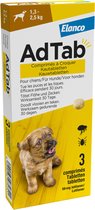 Elanco - Adtab Anti Vlooien en Teek Kauwtabletten - Hond - Bescherming - > 1,3 – 2,5 kg - 3 Tabletten - 1 Keer Per Maand
