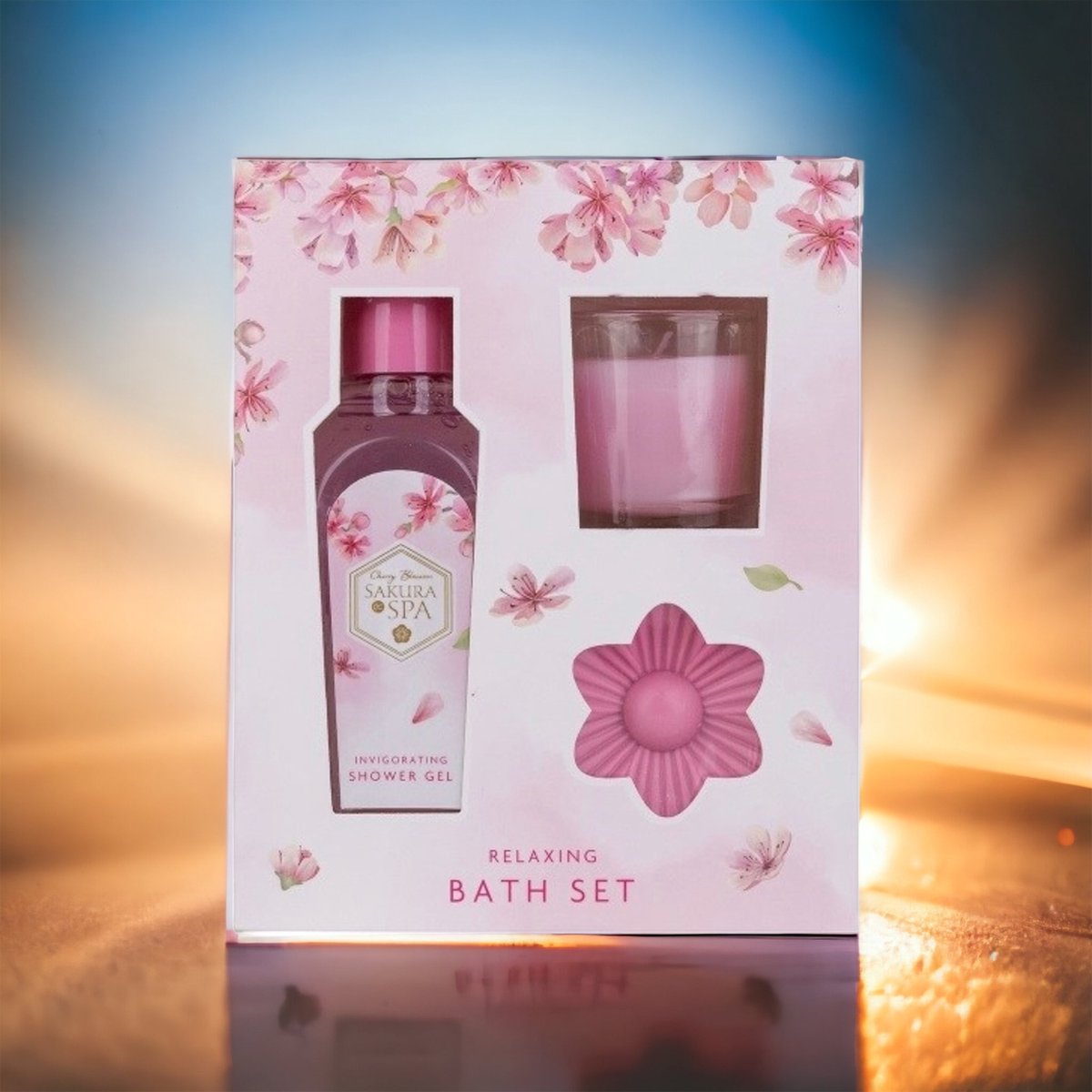 Goedkoopste Sakura Relaxing Spa Set met kaars - Moederdag - Kerst - Valentijn - Sinterklaas - verjaardag