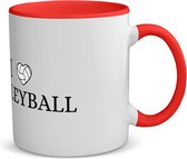 Akyol - i love volleyball koffiemok - theemok - rood - Volleybal - volleyballers - sport - atleten - kado - cadeau - 350 ML inhoud
