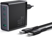 4 in 1 Oplader 140W - USB C Adapter met USB A - Inclusief USB C Kabel - 1.2 Meter - Geschikt voor iPhone 15, Macbook, Samsung