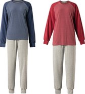 2 badstof dames pyjama's van Lunatex 124204 navy en rood maat L