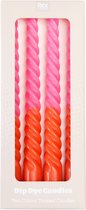 Rex London - Dip dye dinerkaarsen 'Spiral' (set van 4) - Roze