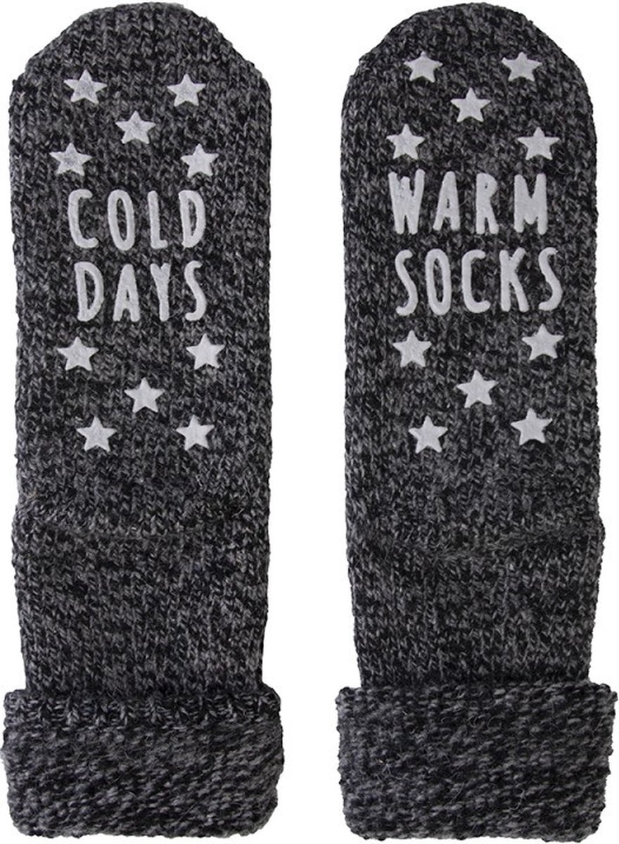 Homesocks Cold Days / Warm Socks met antislip - 38 - Zwart