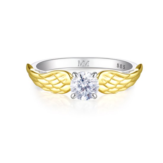 Feathra - 18k Geelgouden Harry Potter Gouden Snaai Moissanite Ring met Gevleugelde Accenten - 1 karaat