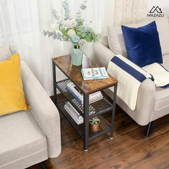 MIRA Home - Bijzettafel - Tafel - Salontafel - 3 Lagen - Vintage - 60x30x60