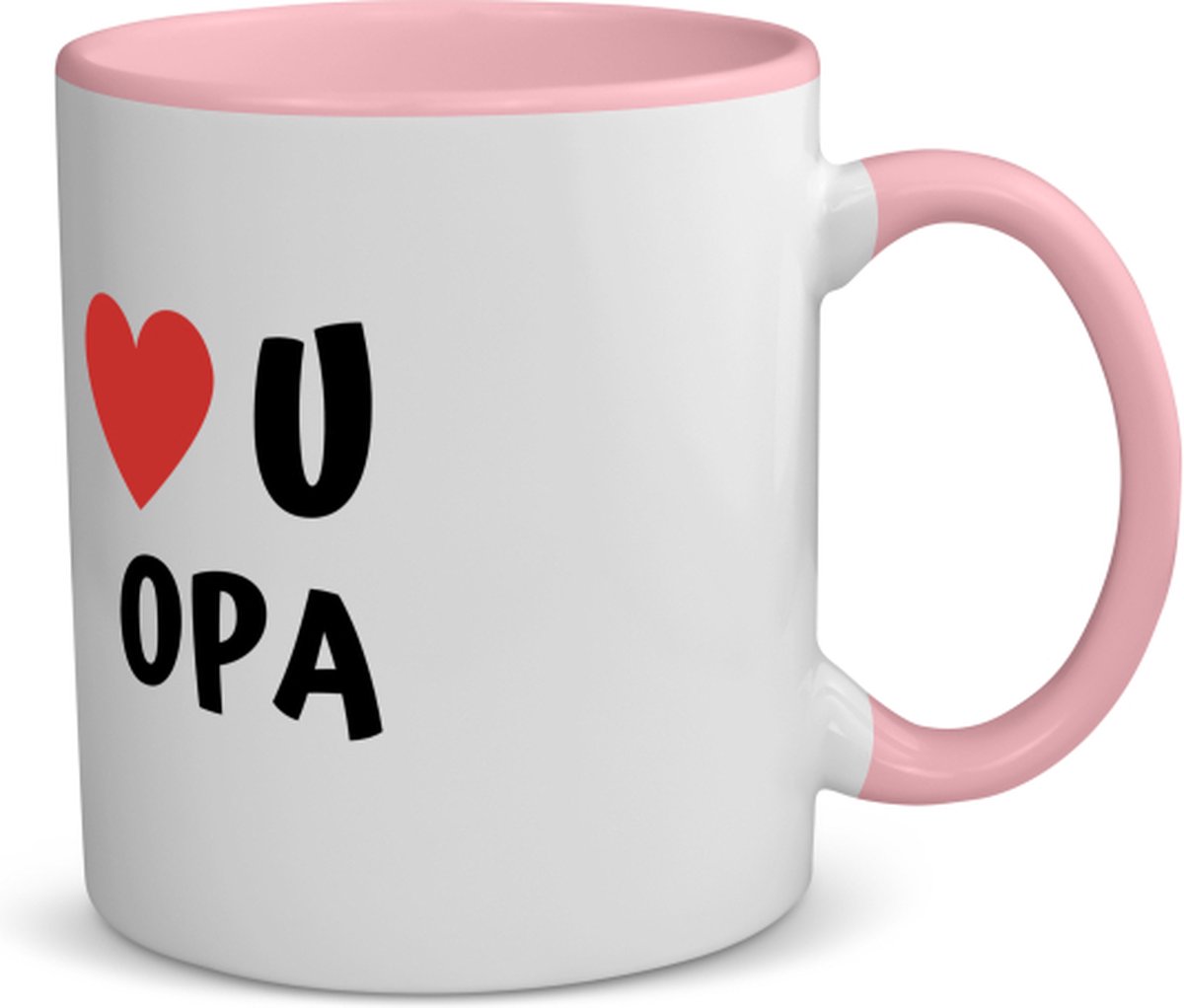 Akyol - love u opa koffiemok - theemok - roze - Opa - de liefste opa - verjaardag - cadeautje voor opa - opa artikelen - kado - geschenk - 350 ML inhoud