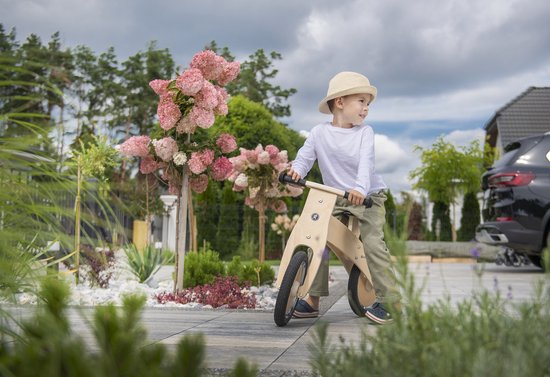 Houten loopfiets - HyperMotion BEIGE - 3 jaar peuterfiets kinder loopfietsen - jongens en meisjes - Hout - loopfietsje - kinderloopfiets peuter fietsje met luchtbanden kinderloopfietsje voor peuters