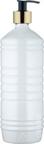 Lege Plastic Fles 1 liter PET - Wit - met gouden pomp - set van 10 stuks - navulbaar - leeg