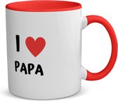 Akyol - i love papa koffiemok - theemok - rood - Vader - de liefste papa - vader cadeautjes - vaderdag - verjaardag - geschenk - kado - 350 ML inhoud