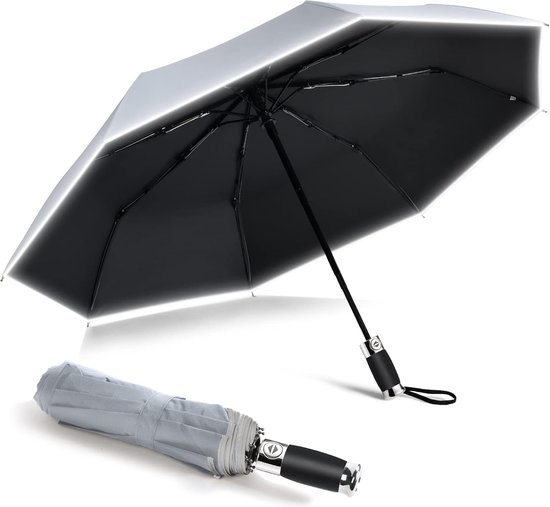 Zakparaplu, met roestvrijstalen ribben, compact, opvouwbaar UV-paraplu voor volwassenen en kinderen, stormbestendig, stabiel.