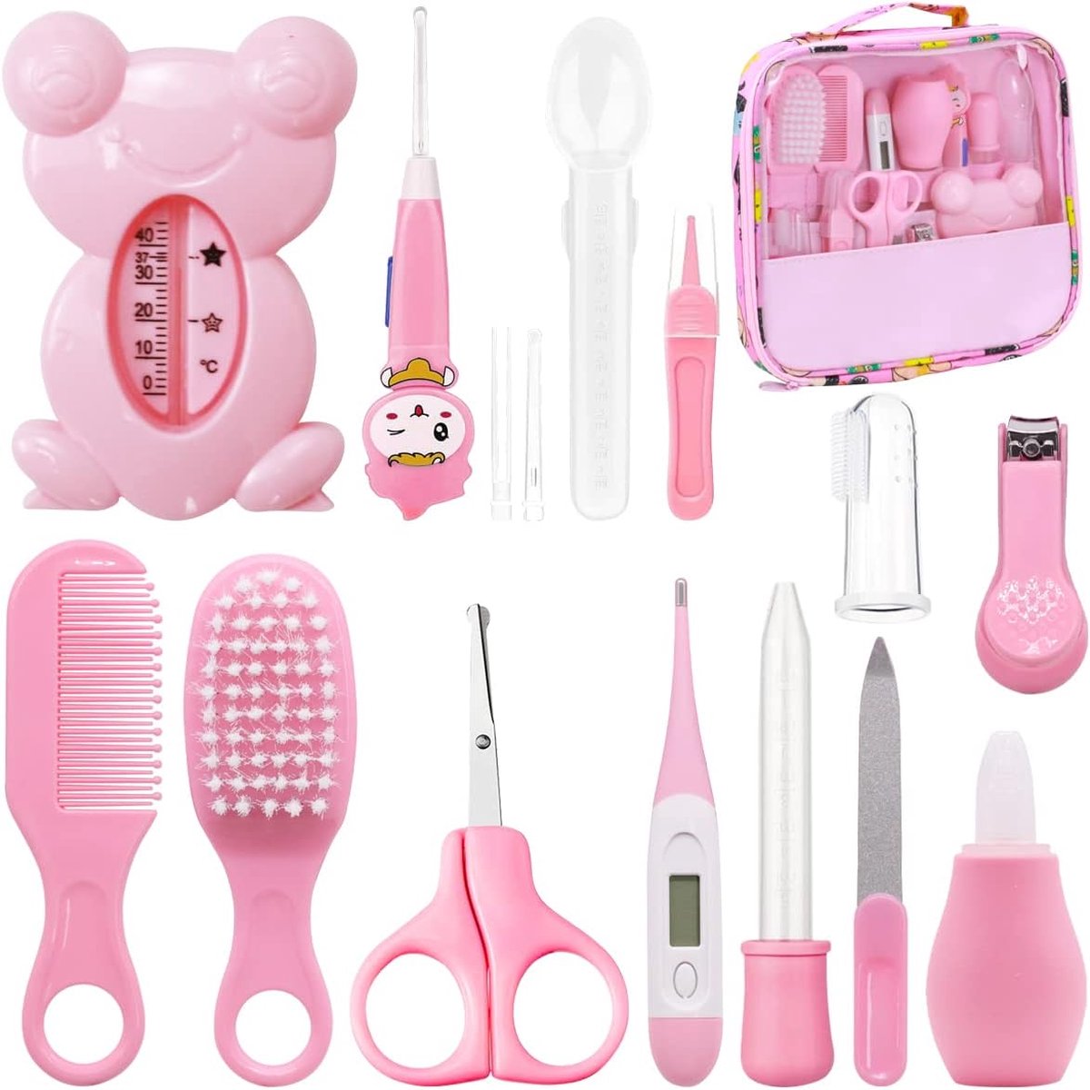 Image of 13-delige babyverzorgingsset voor geboorte, babyverzorgingsset, eerste uitrusting voor pasgeborenen, babyverzorgingsset voor pasgeborenen zuigelingen (roze, 13 stuks)