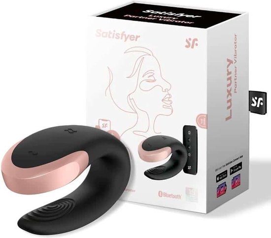 Foto: Satisfyer luxe koppelvibrator met afstandsbediening double love met app en radiografische afstandsbediening medische siliconen 8 6 cm