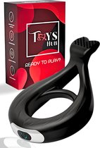 Toys Hub® Vibrerende Cockring met Opbergzakje - Incl. E-BOOK - 10 Vibraties – Sex Toys voor Koppels & Mannen - Penisring - USB oplaadbaar - Cockring Vibrerend - Clitoris Stimulator - Zwart