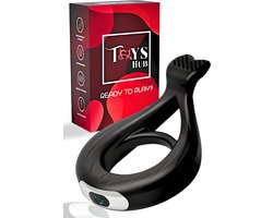 Toys Hub® Vibrerende Cockring met Opbergzakje - Incl. E-BOOK - 10 Vibraties – Sex Toys voor Koppels & Mannen - Penisring - USB oplaadbaar - Cockring Vibrerend - Clitoris Stimulator - Zwart