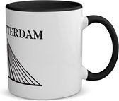 Akyol - rotterdam koffiemok - theemok - zwart - Rotterdam - toeristen rotterdammers - cadeautje - kado - erasmusbrug - zuid holland - 350 ML inhoud