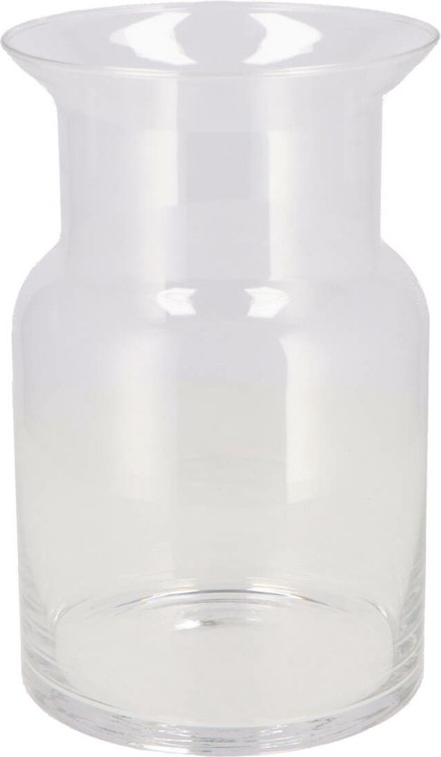 DK Design Bloemenvaas melkbus fles model Milky - transparant glas - D19 x H40 cm - mondgeblazen