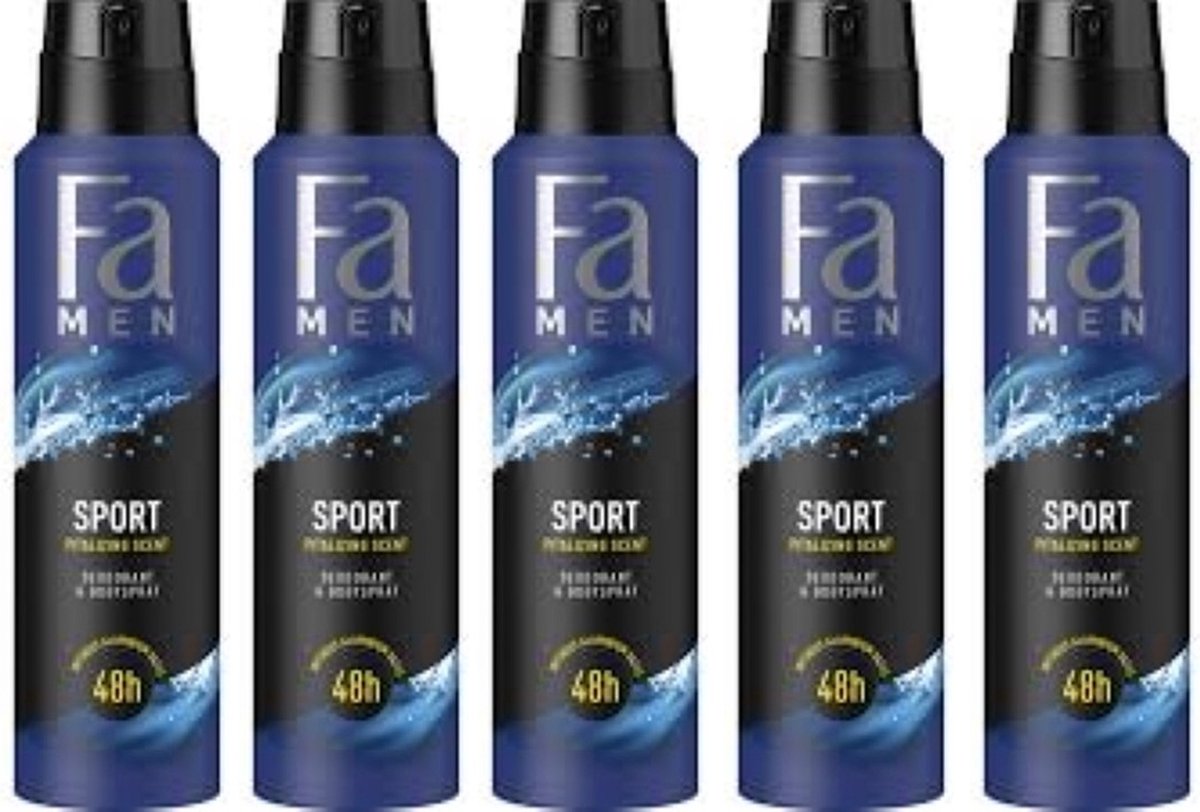 FA Deospray - Sport - Deodorant - 5x 150 ml - Voordeelverpakking