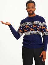 Foute Kersttrui Dames & Heren - Christmas Sweater "Traditioneel & Stijlvol Blauw" - 100% Biologisch Katoen - Mannen & Vrouwen Maat XXXL - Kerstcadeau