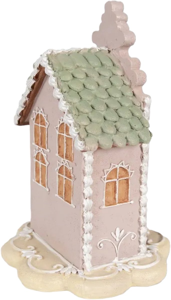 Clayre & Eef Gingerbread house 20 cm Roze Polyresin