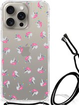 Doorzichtige Silicone Hoesje Geschikt voor iPhone 15 Pro Max Unicorns