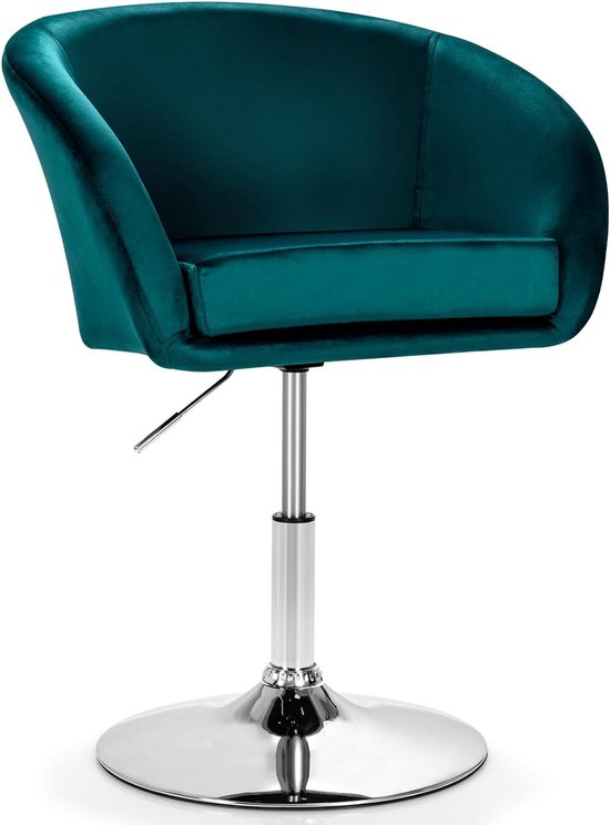 Accentstoel, in hoogte verstelbaar, gestoffeerde stoel, 360 graden draaibaar, eetkamerstoel tot 120 kg belastbaar, fluwelen draaistoel (groen)