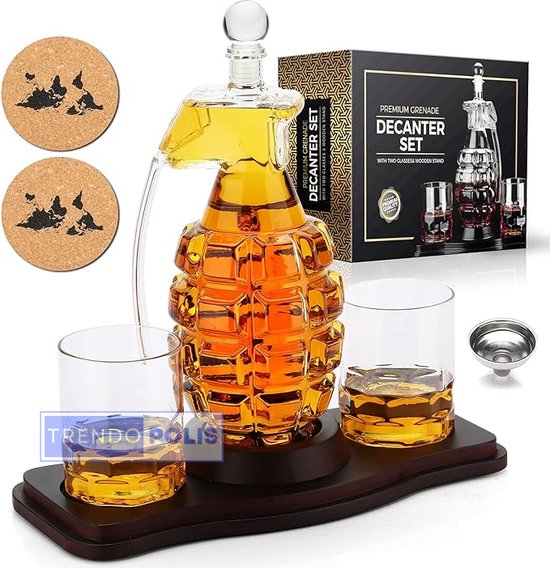 Trendopolis - Whiskeyglazen Set: Waar Kunst en Genot Samenkomen - Whiskey Karaf - Whisky Set