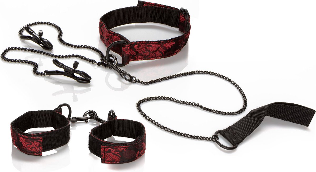 Goedkoopste CalExotics - Scandal Submissive Kit - Bondage / SM Collar and leash Zwart
