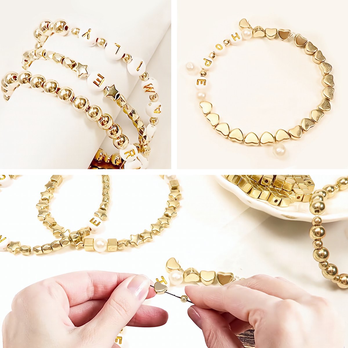 Kralen Set Goud voor Sieraden maken - Armbandjes - Telefoonkoord - Kralenset in Diverse Maten en Vormen in Handige Sorteerdoos - 3600 stuks - Goud Kleur — afbeelding 11