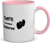 Akyol - tante van de leukste kinderen koffiemok - theemok - roze - Tante - de leukste tante - verjaardag - cadeau voor tante - kado - geschenk - 350 ML inhoud